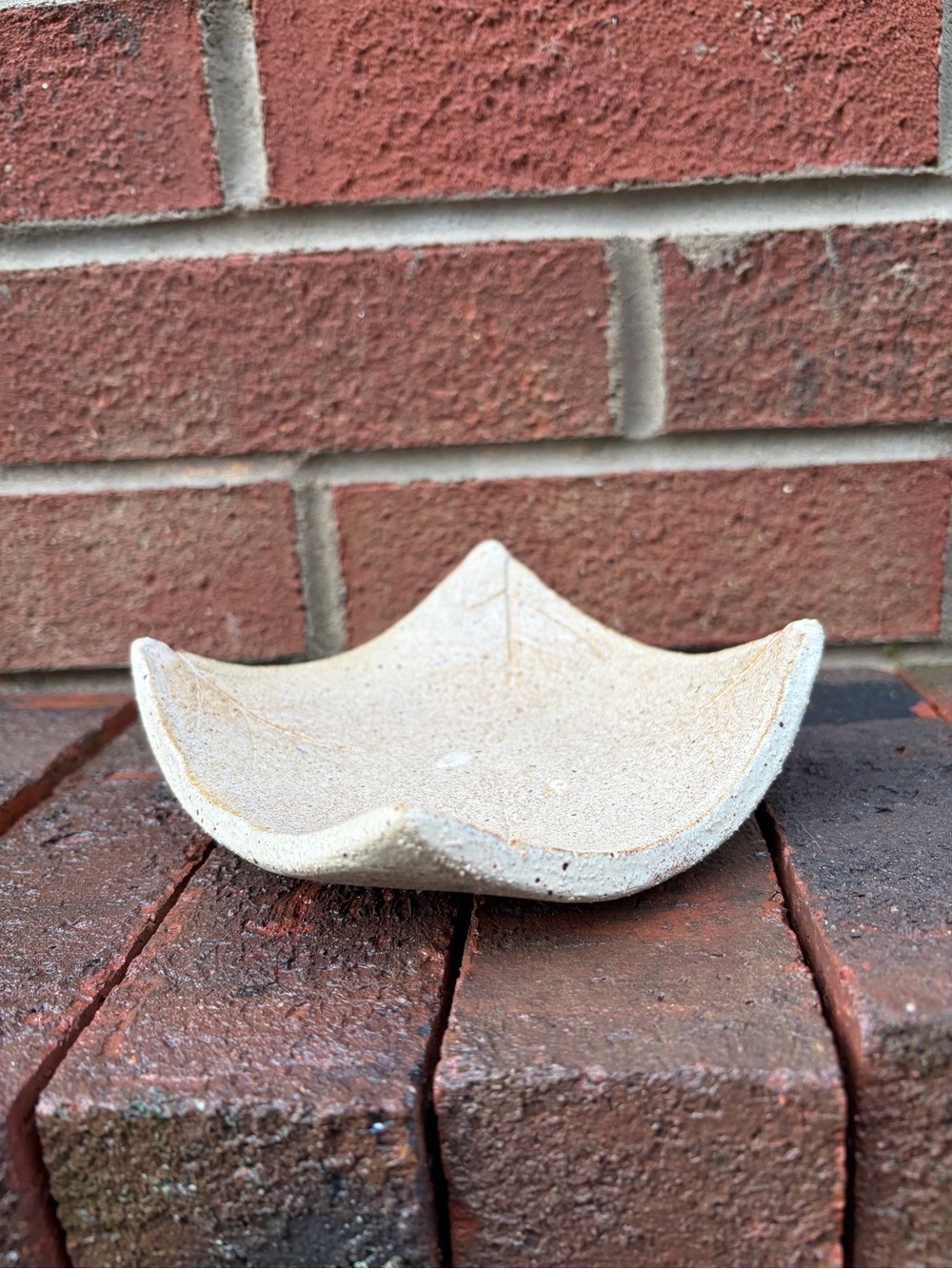 Hand Crafted Sandstone Beige Ceramic Accent Dish
